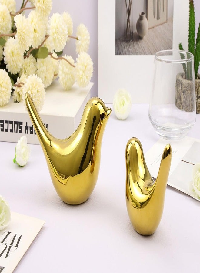 LAIDANLA Small Birds Statues Golden Modern Style Home Decor Birds Small Animal Sculpture for Living Room Office Desktop Shelf Coffee Table Bedroom（2pcs） - Image 4